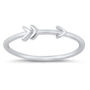 Simple Shooting Arrow Bow Cupid Love Ring .925 Sterling Silver Band Size 8