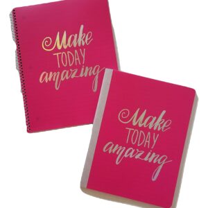 Make Today Amazing 2-Pack Poly Spiral & Composition Notebook Set, Wide Ruled, 80 Sheet Jewel Tone Metallic (Pink)