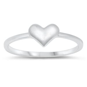 dainty puff heart promise ring .925 sterling silver band size 6