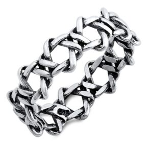 star of david oxidized weave eternity new .925 sterling silver band size 5