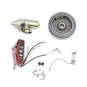 electric start kit compatible with honda gx 390 11 hp 13 hp electric start motor ignition kit flywheel starter key switch coil fan cover shroud - kit for washers, lawn equipment, generator