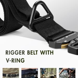 FAIRWIN Tactical Rigger Belt, 1.7 Inches Mens Nylon Webbing Utility Belt with V-ring Heavy-Duty Quick-Release Buckle