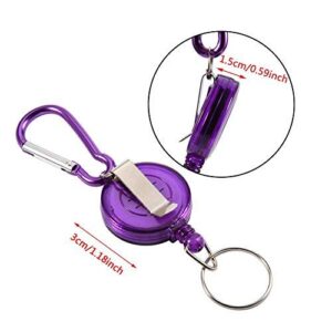 Alomejor 3Pcs Reel Key Chain Fly Fishing Retractable Reel Chain Key Holder Split Ring Steel Cord Reel()