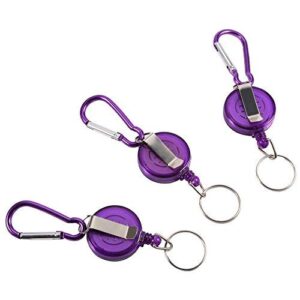 Alomejor 3Pcs Reel Key Chain Fly Fishing Retractable Reel Chain Key Holder Split Ring Steel Cord Reel()