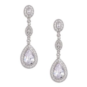 sweetv cubic zirconia teardrop wedding bridal earrings for women,bridesmaids,brides - crystal rhinestones dangle earrings jewelry,silver