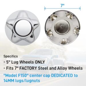 B4B BANG 4 BUCK 4 Packs 7" Center Cap with 5-Lug Steel Wheel Chrome for Ford 1997-2003 F150 F-150 97-02 Expedition