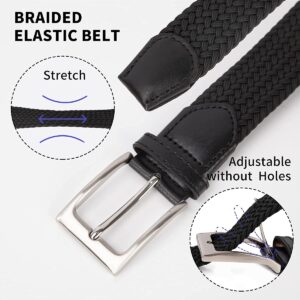 FAIRWIN Elastic Golf Belt Braided Casual 1 3/8" Width Stretch Woven Belt Flexible Women Men Belts Jeans Shorts Pants