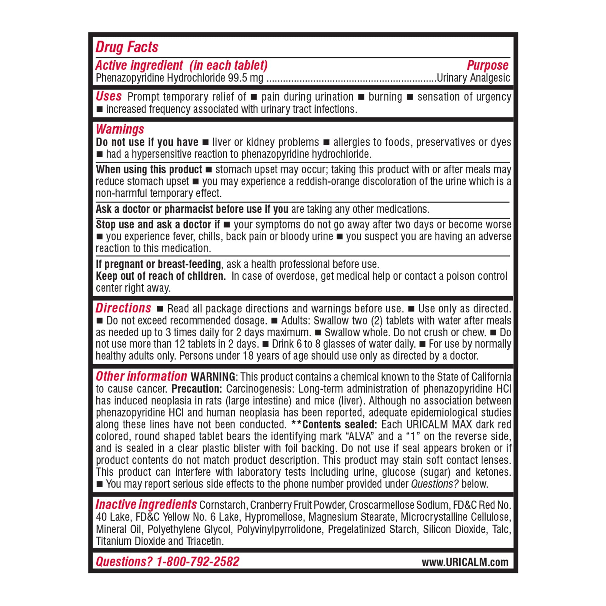 Uricalm Max - Maximum Strength - Prompt Relief of UTI Pain, Burning, Urgency & Increased Frequency - 24 Count