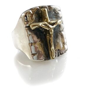 SILVERLAND1 Crucified Jesus Christ Brass & Solid Sterling Silver 925 Ring by Ezi Zino (9)