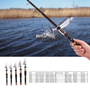 VGEBY Telescopic Fishing Rod, Ultra Light Portable Carbon Fiber Spinning Fishing Rod for Saltwater Freshwater (1.) Fishing Rods and Accessories