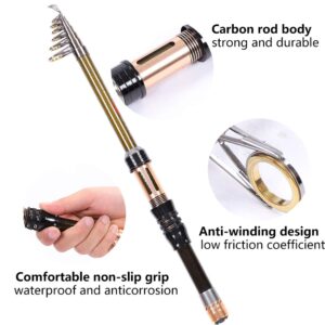 VGEBY Telescopic Fishing Rod, Ultra Light Portable Carbon Fiber Spinning Fishing Rod for Saltwater Freshwater (1.) Fishing Rods and Accessories