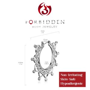 Forbidden Body Jewelry Heart Filigree Earrings, Filigree Earrings Silver Tone, Filigree Earring, 2 inch Women's Filigree Earrings Hoops, Surgical Steel Posts (Silver Tone Brass).