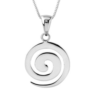 hawaiian silver jewelry pendant necklace – 18 inch sterling silver maori koru spiral necklace – comfortable and lightweight wave necklace for women – modern and elegant design