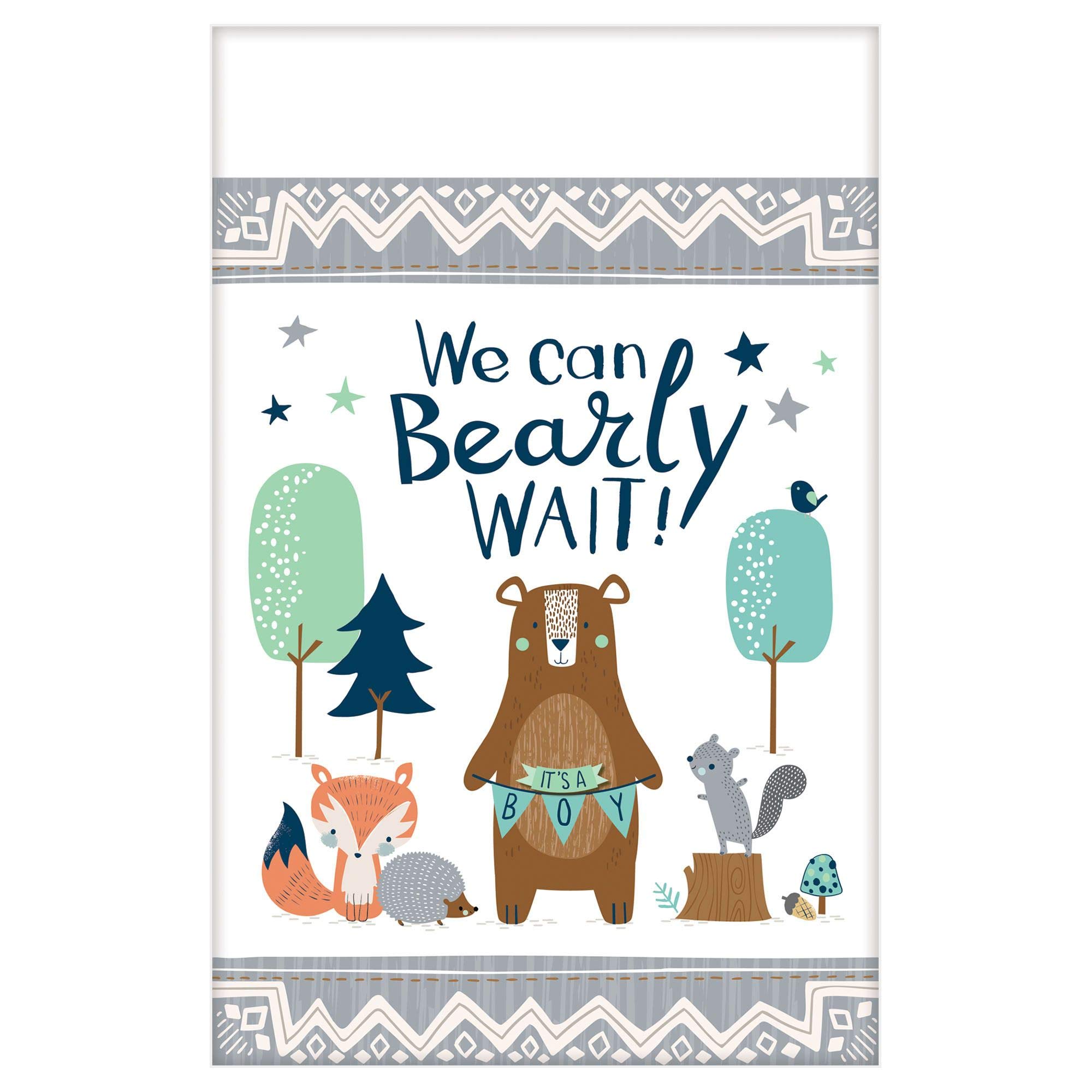 Bearâ€‘ly Wait Design Paper Table Cover-1pc