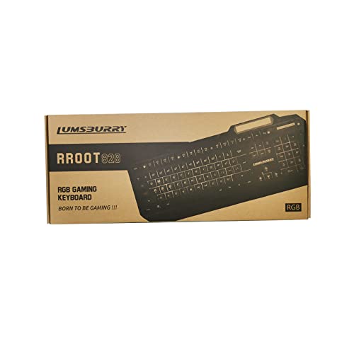 Lumsburry RGB LED Backlit Gaming Keyboard with Anti-ghosting, Light up Keys Multimedia Control, USB Wired 104 Keys Metal Keyboard for PC Games Office (Silver&White)