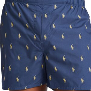 POLO RALPH LAUREN Men's Classic Fit Woven Cotton Boxers, Rustic Navy/Campus Yellow, Summer Stripe/Cruise Navy, Sag Harbor Plaid/Polo Yellow, X-Large