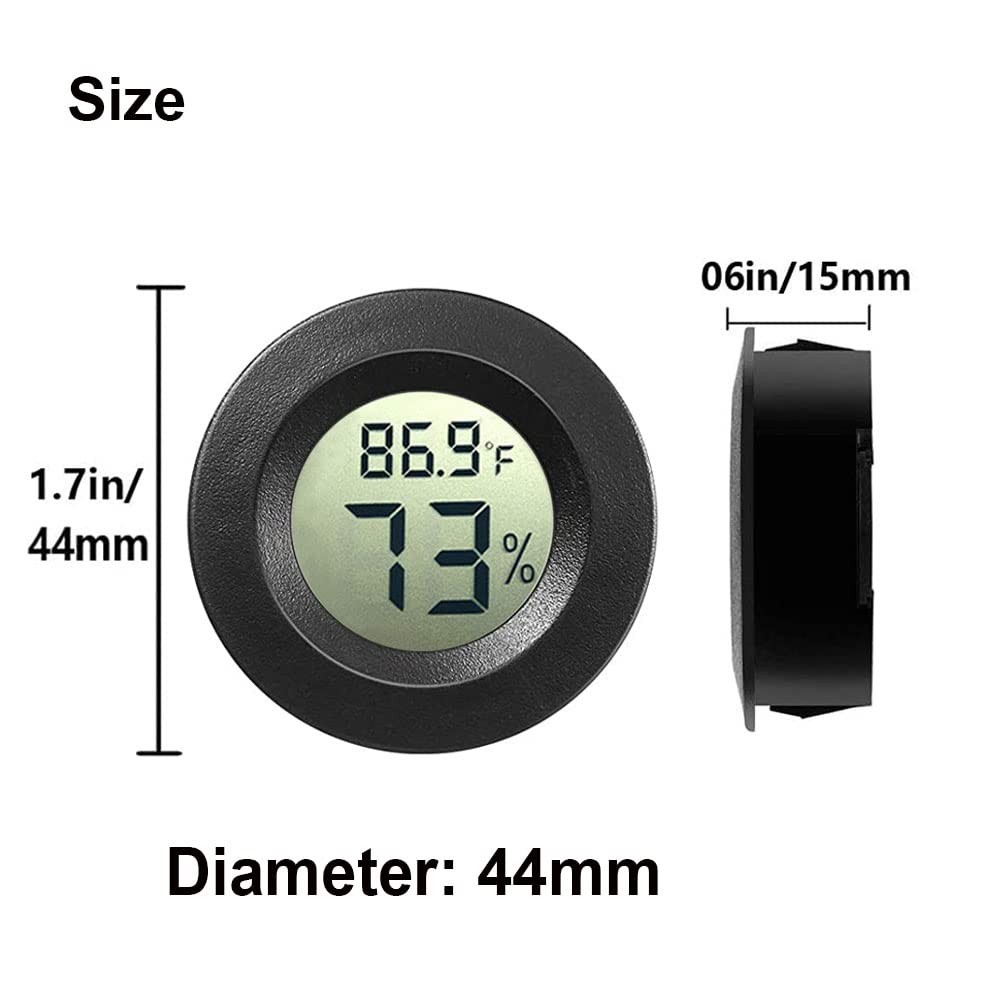 2 Pack Mini Digital Hygrometer Thermometer Gauge, Indoor Outdoor Temperature Humidity Meter for Greenhouse Humidors Incubators Reptile Terrarium Jars, Fahrenheit (℉) or Celsius(℃) (4)