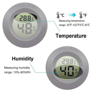 2 Pack Mini Digital Hygrometer Thermometer Gauge, Indoor Outdoor Temperature Humidity Meter for Greenhouse Humidors Incubators Reptile Terrarium Jars, Fahrenheit (℉) or Celsius(℃) (4)