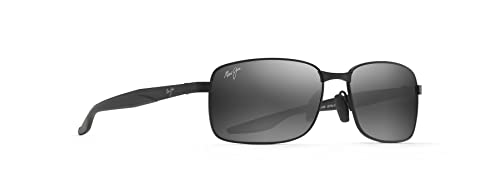 Maui Jim Men's Shoal Polarized Rectangular Sunglasses, Gunmetal Black/Neutral Grey, Medium