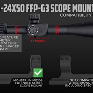 Monstrum G3 6-24x50 First Focal Plane FFP Rifle Scope with Illuminated MOA Reticle and Adjustable Objective (Black)