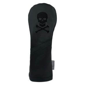 sunfish skull and crossbones murdered out black leather fairway wood golf headcover