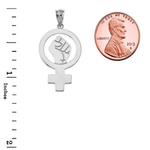 Elegant Sterling Silver Woman Power Charm Pendant Necklace, 16"