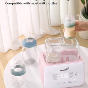 Baby Bottle Warmer, Gronwsy 8-in-1 Fast Milk Warmer with Timer Breastmilk or Formula, Fits 2 Bottles, Accurate Temperature Control, with Defrost, Sterili-zing, Keep, Heat Baby Food Jars Function