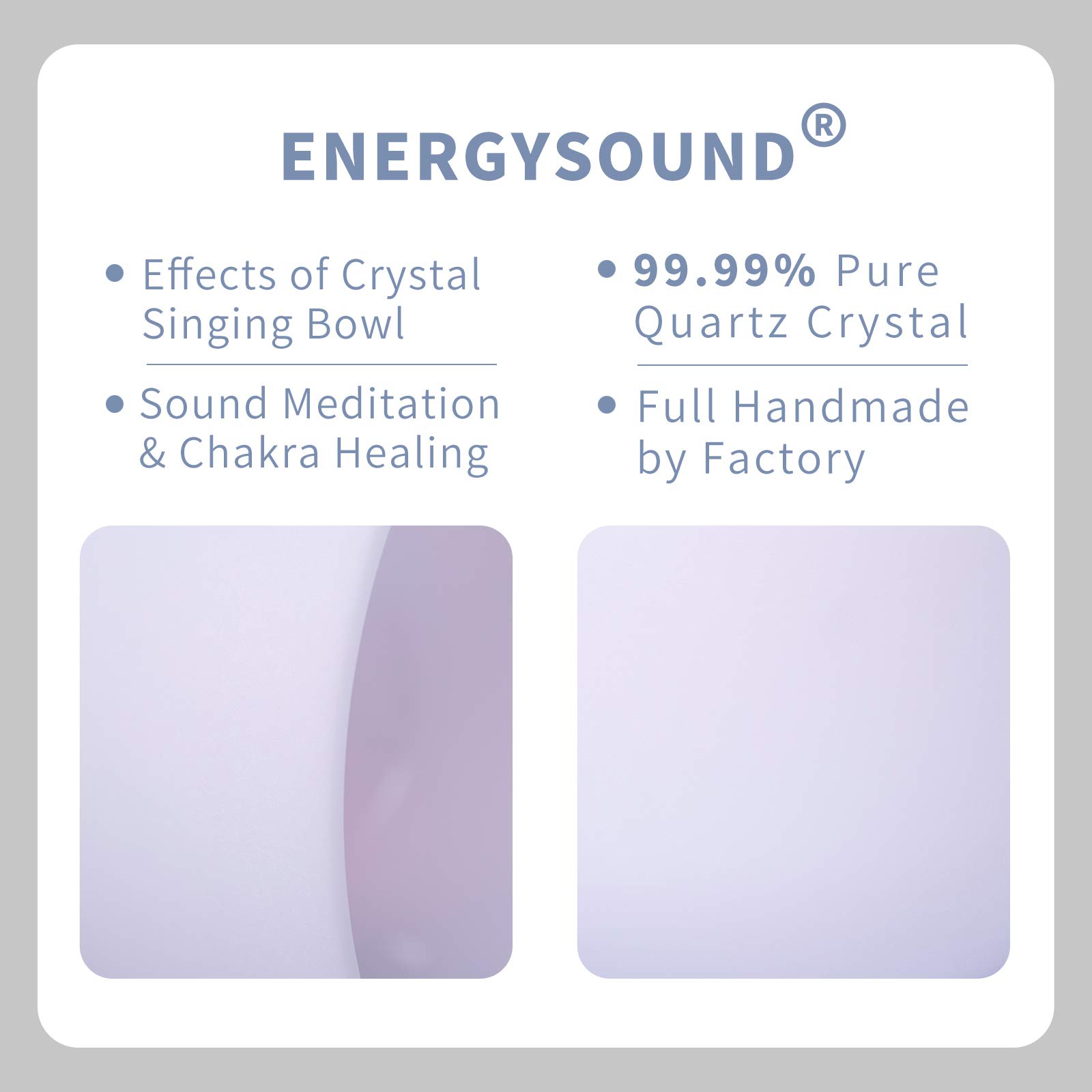 ENERGYSOUND Frosted G Note Throat Chakra Frosted Quartz Crystal Singing Bowl 10 inch mallet and o-ring included