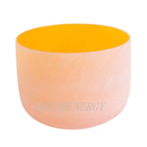 energysound orange colored frosted d note sacral chakra quartz crystal singing bowl 10 inch mallet and o-ring included