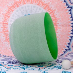 ENERGYSOUND Green Colored Frosted F Note Heart Chakra Frosted Quartz Crystal Singing Bowl 10 inch mallet and o-ring included