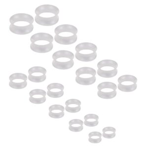 ruifan clear ultra thin silicone ear skin flexible flesh tunnel expander stretching gauge earlets plug set gauges kit 10 pairs 6g-25/32 inch (4mm-20mm)