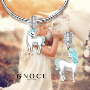 GNOCE 925 Sterling Silver Charms for Women's Charm Bracelets & Necklace Unicorn Charm For Women Mother's Day Gifts - Silver