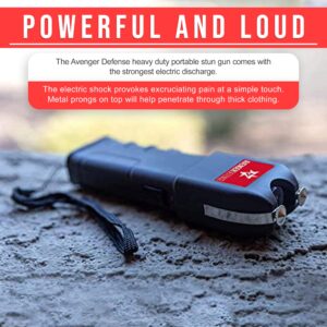 Avenger Defense Stun Gun for Self Defense with LED Flashlight & Self Defense Tactical Heavy Duty Flashlight Self Defense Gun Protection Device (AD-SG)- (Charcoal Black)