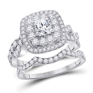 fb jewels 14kt white gold womens princess diamond bridal wedding engagement ring band set 2.00 cttw (i1 clarity; g-h color)