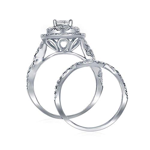 FB Jewels 14kt White Gold Womens Princess Diamond Bridal Wedding Engagement Ring Band Set 2.00 Cttw (I1 clarity; G-H color)