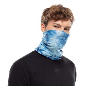 BUFF CoolNet UV XL Neck Gaiter, UPF 50 Sun Protection, Breathable, Cooling Bandana, Versatile, Quick Dry Face Mask, Camo Blue, X-Large