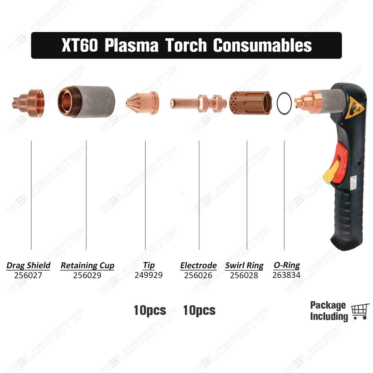 20pcs Plasma Electrode 256026 Tip/Nozzle 249929 60A fit Miller XT60 Torch Consumables Kit