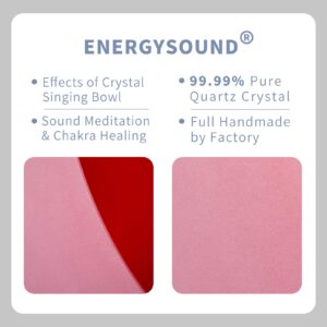 ENERGYSOUND Red Colored Frosted C Note Root Chakra Quartz Crystal Singing Bowl 10 inch mallet and o-ring included