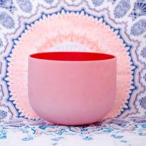 ENERGYSOUND Red Colored Frosted C Note Root Chakra Quartz Crystal Singing Bowl 10 inch mallet and o-ring included