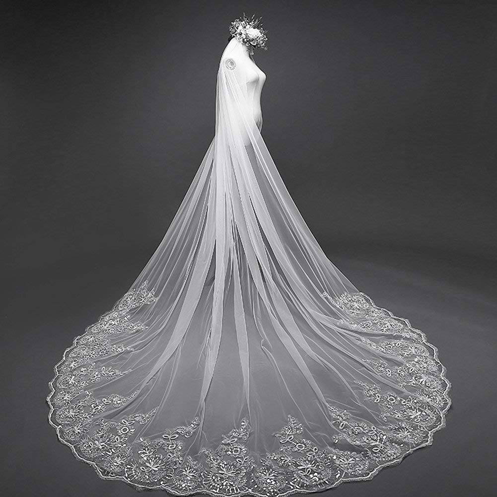 EllieHouse Women's Lace Wedding Bridal Veil Ivory