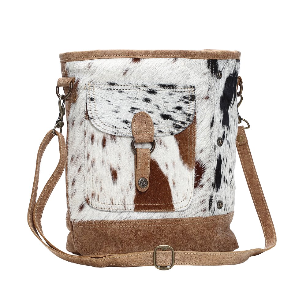 Genuine Hair-On Cowhide Leather Crossbody Bag with Front Pocket