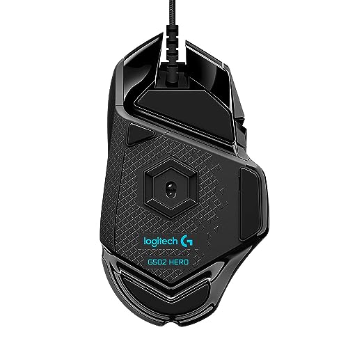 Logitech G502 Hero High Performance Wired Gaming Mouse, 25K Sensor, 25,600 DPI, RGB, Adjustable Weights, 11 Programmable Buttons, On-Board Memory, PC/Mac - Black