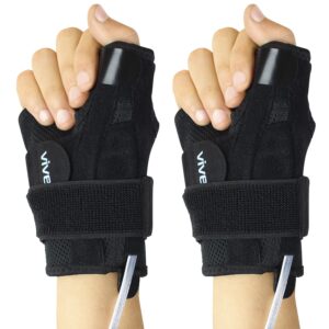 vive thumb & wrist brace for right or left hand (2 pack) - spica splint brace for carpal tunnel, tendonitis, & arthritis in hands or fingers - compression support for women men - stabilizer relief