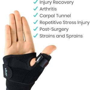 Vive Thumb & Wrist Brace for Right or Left Hand (2 Pack) - Spica Splint Brace for Carpal Tunnel, Tendonitis, & Arthritis in Hands or Fingers - Compression Support for Women Men - Stabilizer Relief