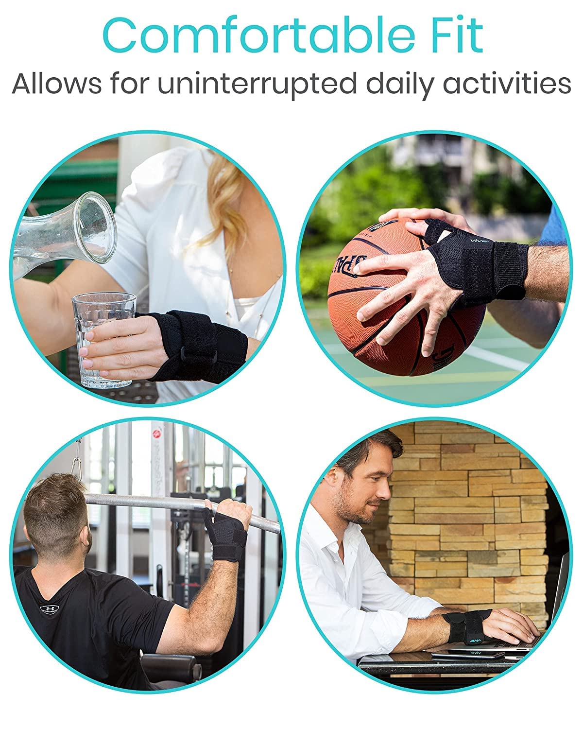 Vive Thumb & Wrist Brace for Right or Left Hand (2 Pack) - Spica Splint Brace for Carpal Tunnel, Tendonitis, & Arthritis in Hands or Fingers - Compression Support for Women Men - Stabilizer Relief