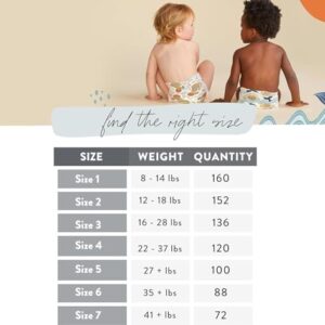 The Honest Company Clean Conscious Diapers | Plant-Based, Sustainable | Dots & Dashes + Multi-Colored Giraffes | Super Club Box, Size 1 (8-14 lbs), 160 Count