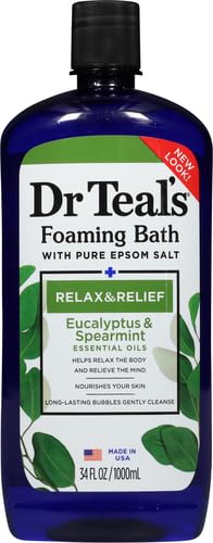 Dr Teal's Foaming Bath (Epsom Salt), Eucalyptus Spearmint, 34 Fluid Ounce (Packaging May Vary)