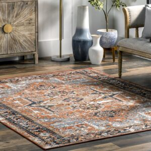 nuLOOM Sherita Distressed Persian Area Rug, 7x8, Rust