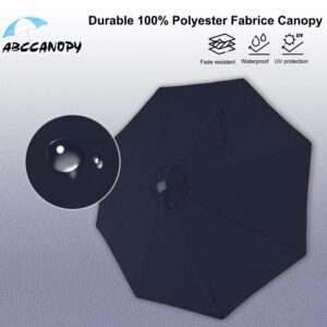 ABCCANOPY Durable Solar Led Patio Umbrellas with 32LED Lights 9FT (Navy Blue)