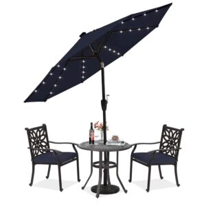 ABCCANOPY Durable Solar Led Patio Umbrellas with 32LED Lights 9FT (Navy Blue)